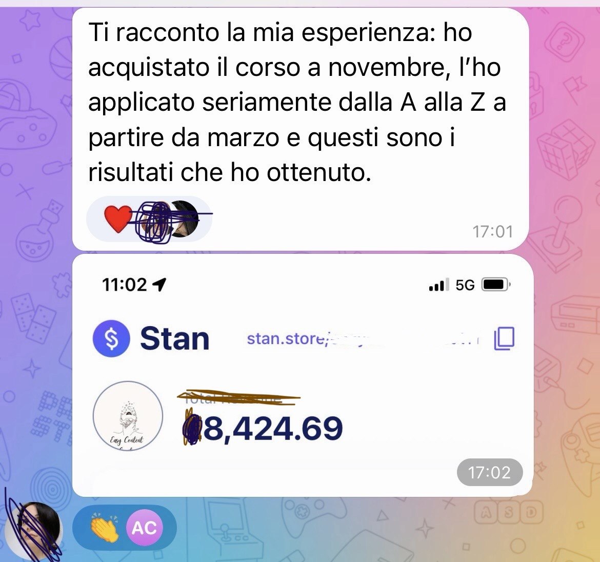 Screenshot Stan Store: 8.424,69 € di fatturato applicando il percorso